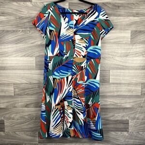 Phase 7 Seven Dress Womens 10 Multicolor Abstract Artsy Fit and Flare Vneck Boho